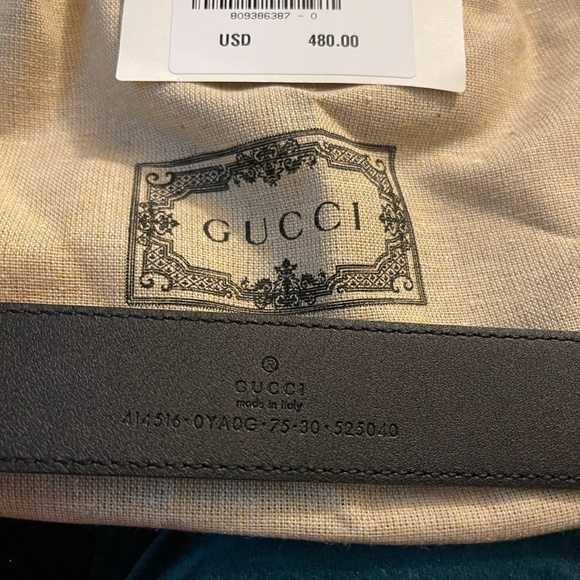 Gucci wGG Marmont Leather Belt w/ Shiny Buckle